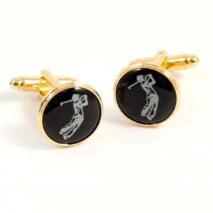 GOLD PLATED GOLFER CUFF-LINK J208 - Image 1