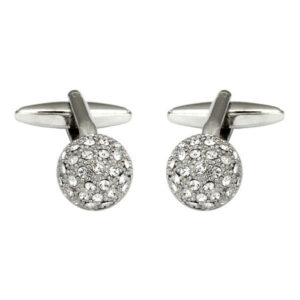 Fireball Clear Crystals Rhodium Plated Cufflinks 90-1118 - Image 1