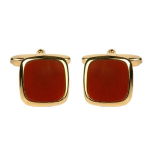 Square Cornelain Gold Plated Cufflinks  90-240 Gold