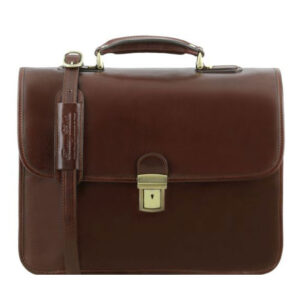 Tuscany Leather VERNAZZA briefcase with Laptop compartment 3 compartments -TL 141354 Brown - Image 1