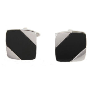 Onyx Diagonal Rhodium Cufflinks 90-1057 Material:
