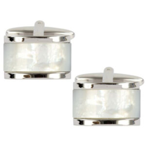 Mother of Pearl Domed Rectangle Cufflinks 90-1527 - Image 1