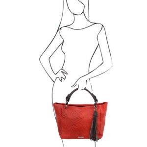 Tuscany Leather Woven printed leather shopping bag TL142066 - Image 5