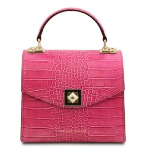 Atena Croc Print Leather Handbag TL142267