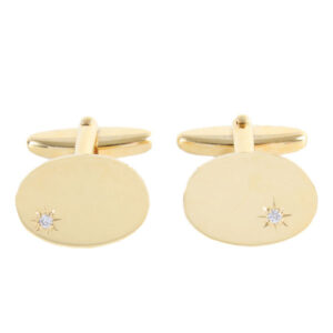 Oval CZ Star Set Cufflink 90-9001 - Image 1