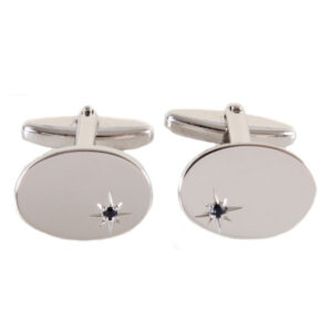 Oval Sapphire Star Set Silver plated Cufflinks 90-9031 - Image 1