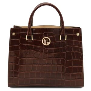 Croque Croc Print Leather Handbag TL142504 - Image 3