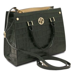 Croque Croc Print Leather Handbag TL142504 - Image 4