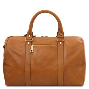 TL Voyager  Travel Leather Duffle bag With Pocket on the Back Side - Small TL141250 - Image 6