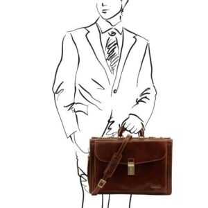 Tuscany Leather Riomaggiore  Leather briefcase 3 compartments & combination TL141097 - Image 7