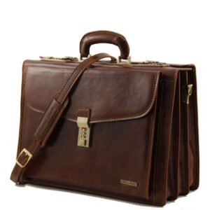 Tuscany Leather Riomaggiore  Leather briefcase 3 compartments & combination TL141097 - Image 4