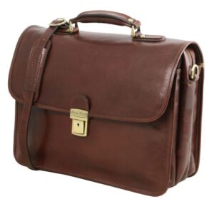 Tuscany Leather VERNAZZA briefcase with Laptop compartment 3 compartments -TL 141354 Brown - Image 2