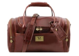 Travel leather bag with side pockets TL141441 - Small size - Image 1