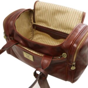 Travel leather bag with side pockets TL141441 - Small size - Image 3