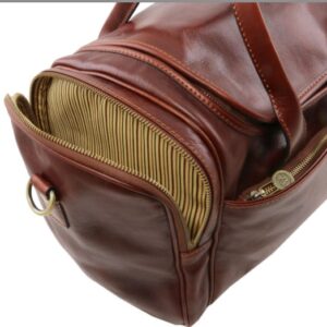 Travel leather bag with side pockets TL141441 - Small size - Image 2