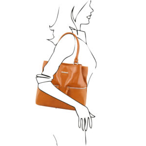 Tuscany Leather TL BAG Leather shoulder bag with front pockets  TL141722 - Image 7